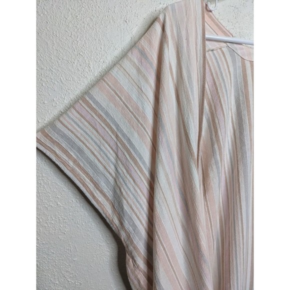 LOFT Poncho Cardigan Linen Cotton Blend Stripe Open Front Size Medium Large - Picture 2 of 5